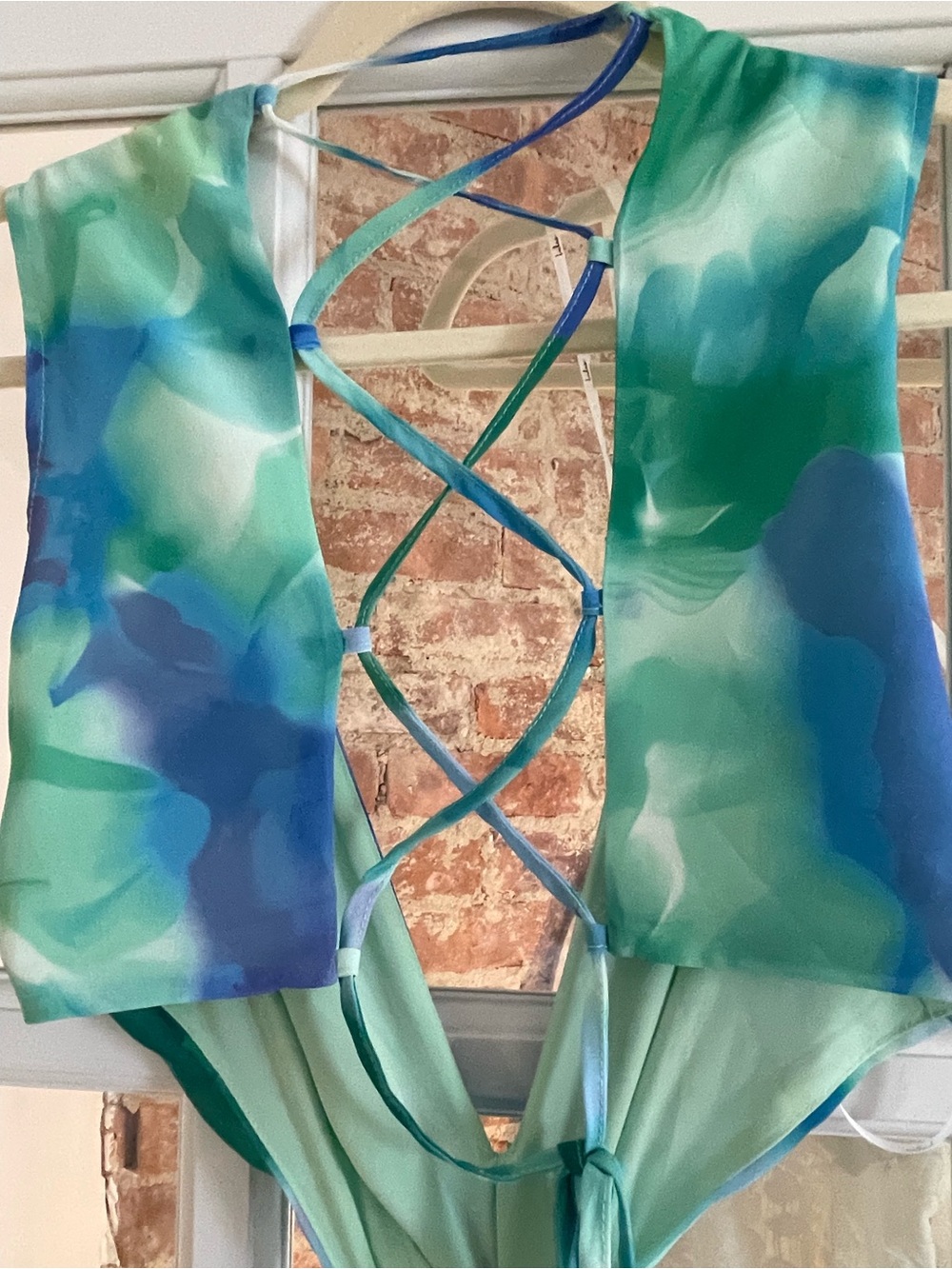 Lulus Elisanna Teal Multi Floral Lace-up Midi Dress Green - Size M - Picture 4 of 5